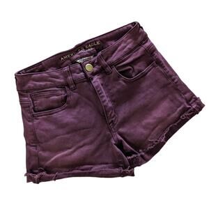 American Eagle Maroon Super Stretch Hi Rise Shortie Shorts size 2